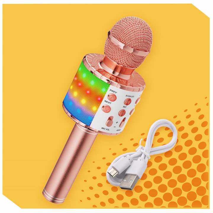 MIKROFON KARAOKE DLA DZIECI BEZPRZEWODOWY GŁOŚNIK BLUETOOTH USB MIKROFONY Zawiera baterie tak